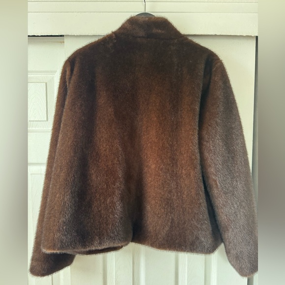 Brown Short Faux Fur Jacket - Picture 2 of 5
